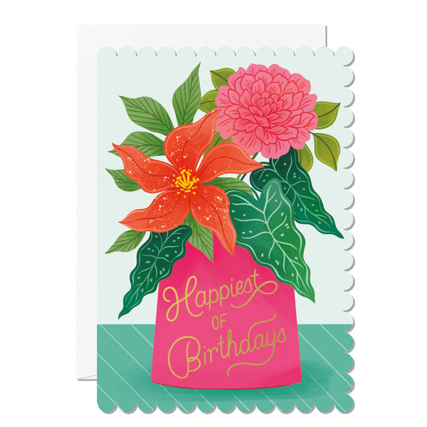 Happiest of Birthdays Vase Card