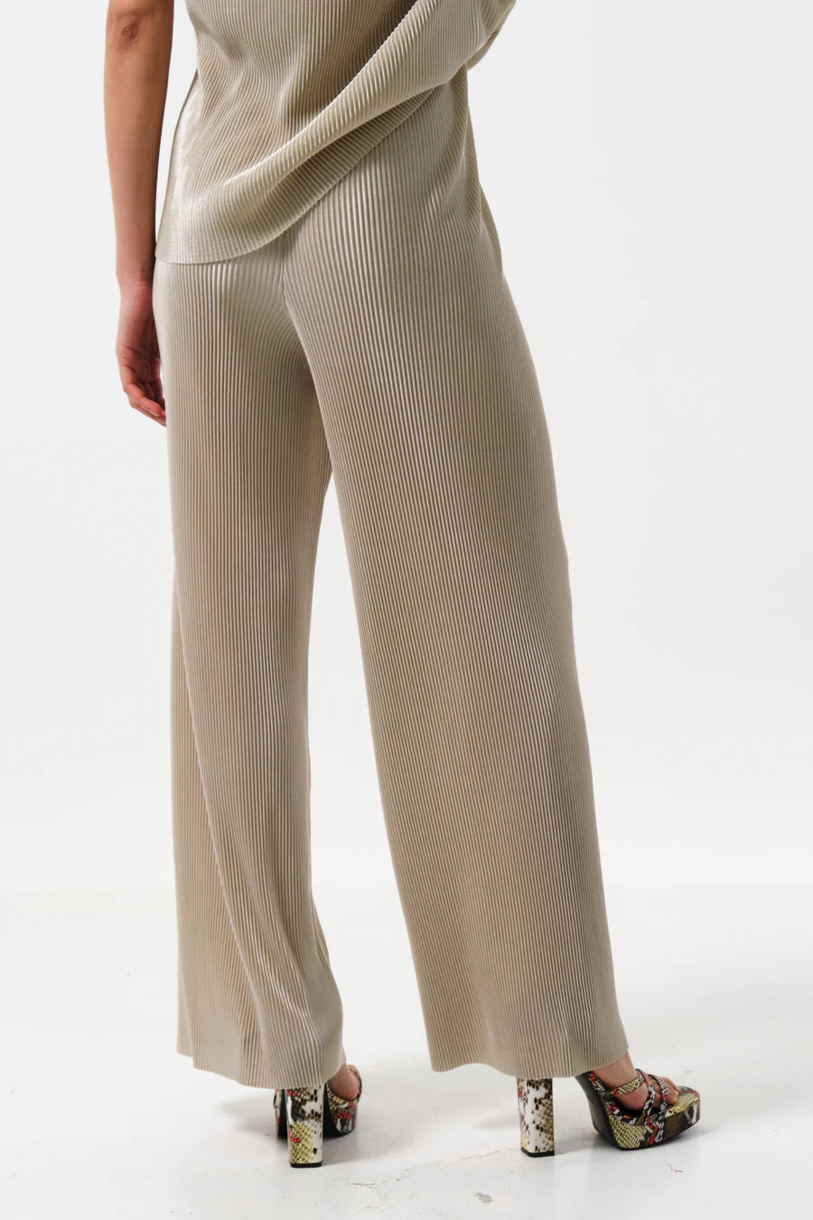 Louche Clothide Pleated Wide Leg Trousers - Stone