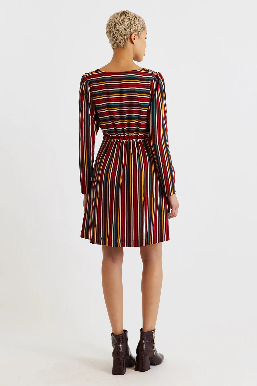 Louche London Cossette Winter Stripe Long Sleeve Mini Dress