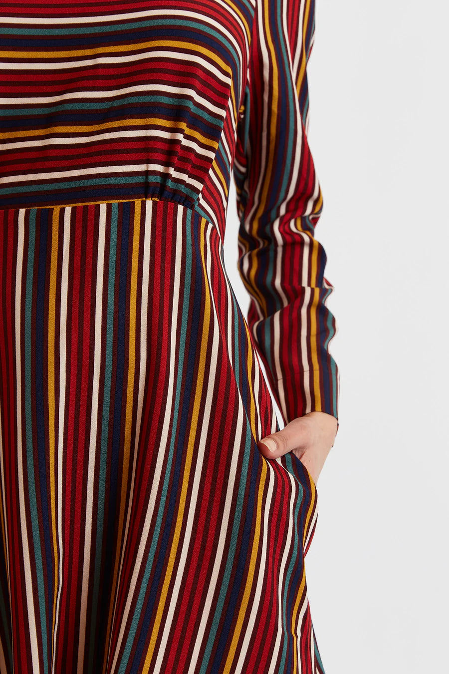 Louche London Cossette Winter Stripe Long Sleeve Mini Dress