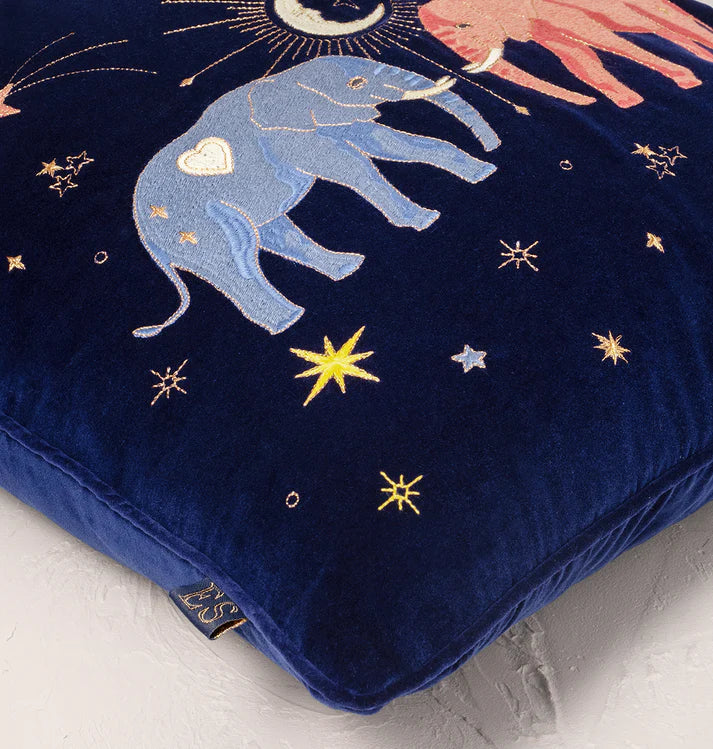 Elizabeth Scarlett Celestial Elephant Cushion - Navy