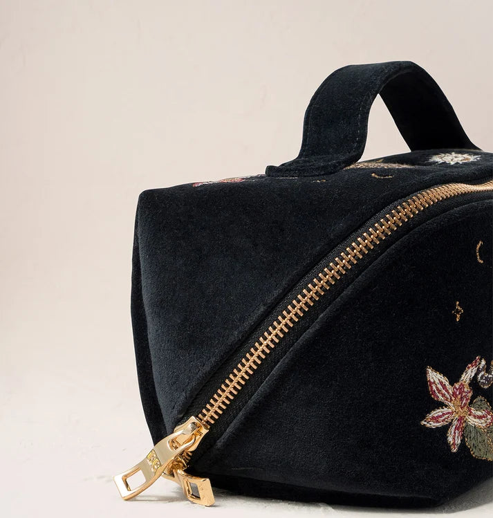 Elizabeth Scarlett - Celestial Leopard Velvet Open Flat Makeup Bag
