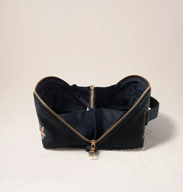 Elizabeth Scarlett - Celestial Leopard Velvet Open Flat Makeup Bag