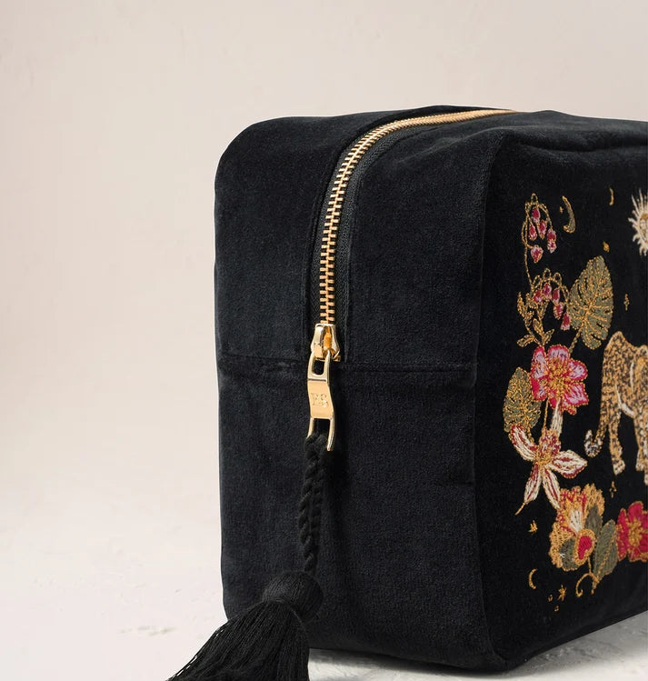 Elizabeth Scarlett - Celestial Leopard Velvet Wash Bag