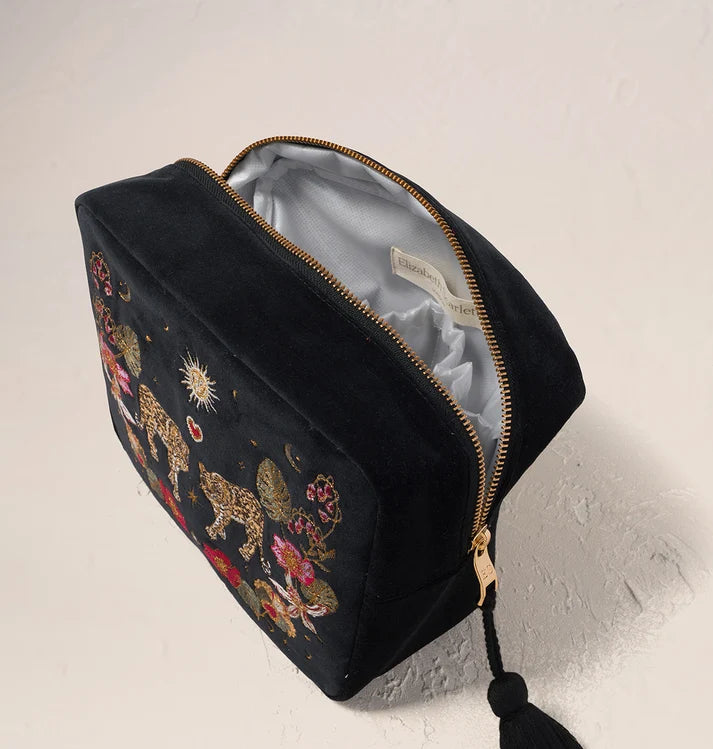 Elizabeth Scarlett - Celestial Leopard Velvet Wash Bag