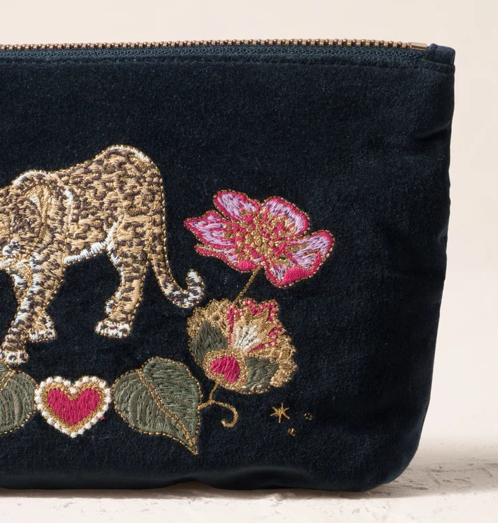 Elizabeth Scarlett - Celestial Leopard Velvet Mini Pouch