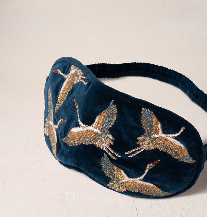 Elizabeth Scarlett Cranes Eye Mask - Ink Blue