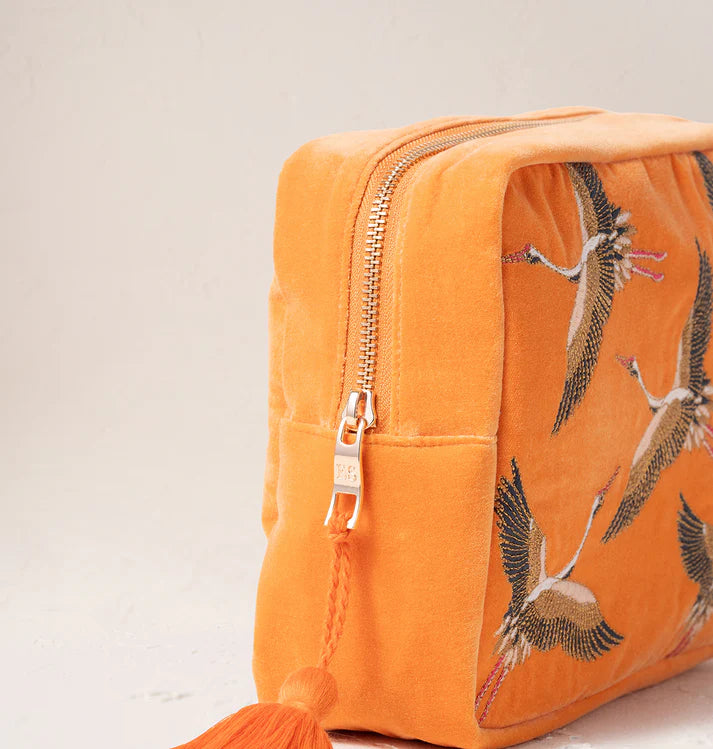Elizabeth Scarlett Cranes Wash Bag - Orange