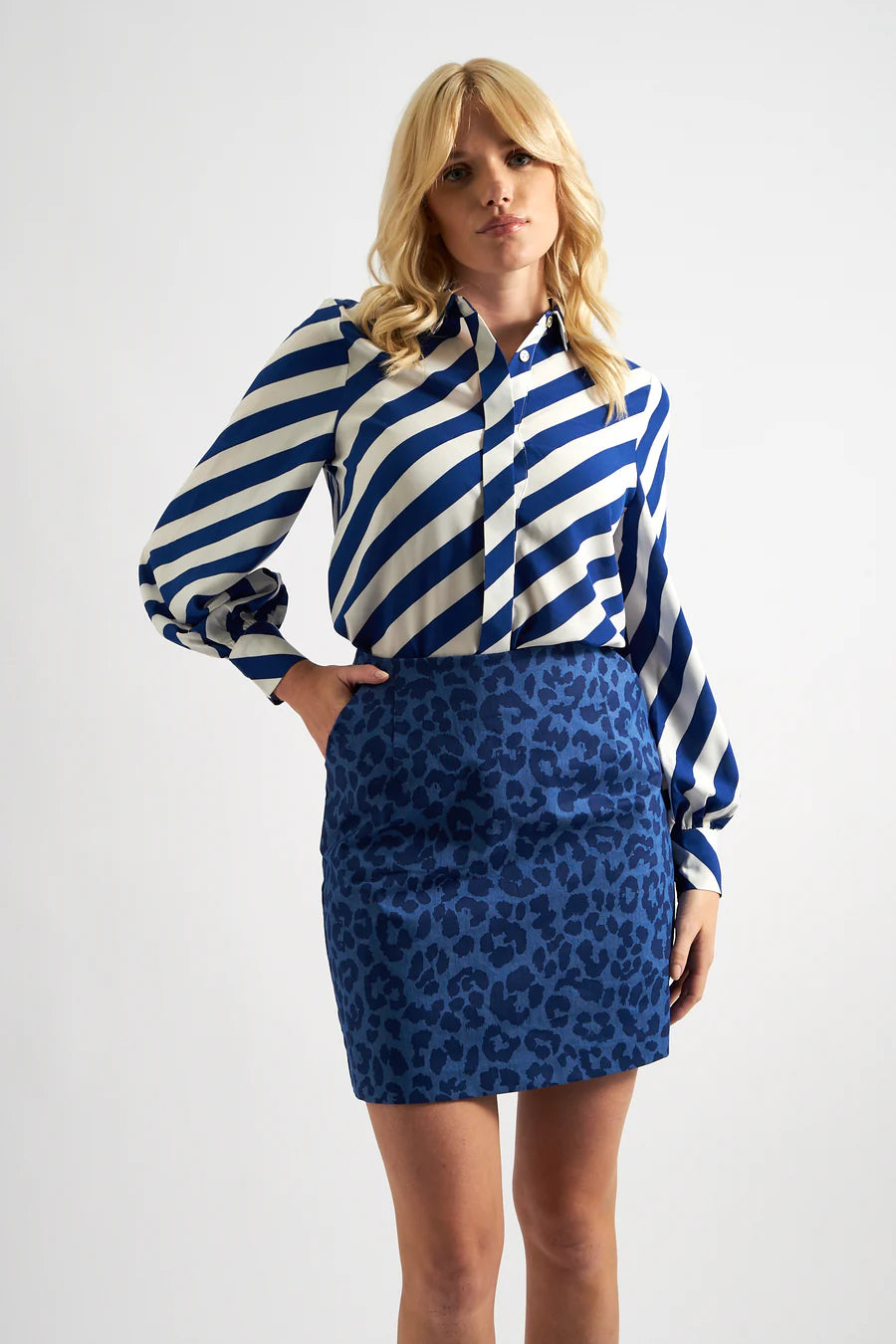 Louche Dylan Animal Magic Mini Skirt - Blue