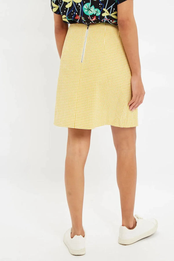 Louche Dylan Summer Gingham Mini Skirt Yellow