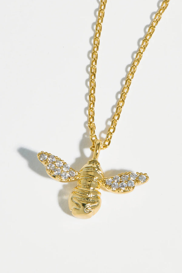 Estella Bartlett CZ Bee Charm Pendant Necklace - Gold Plated