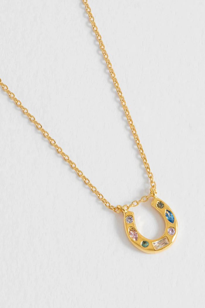 Estella Bartlett - Multi Pastel CZ Horseshoe Necklace