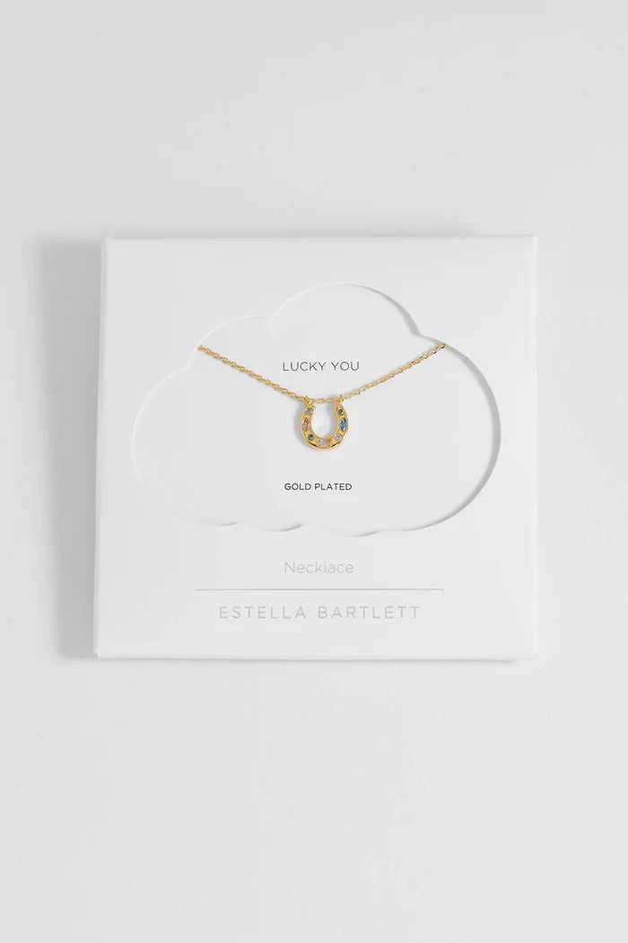 Estella Bartlett - Multi Pastel CZ Horseshoe Necklace