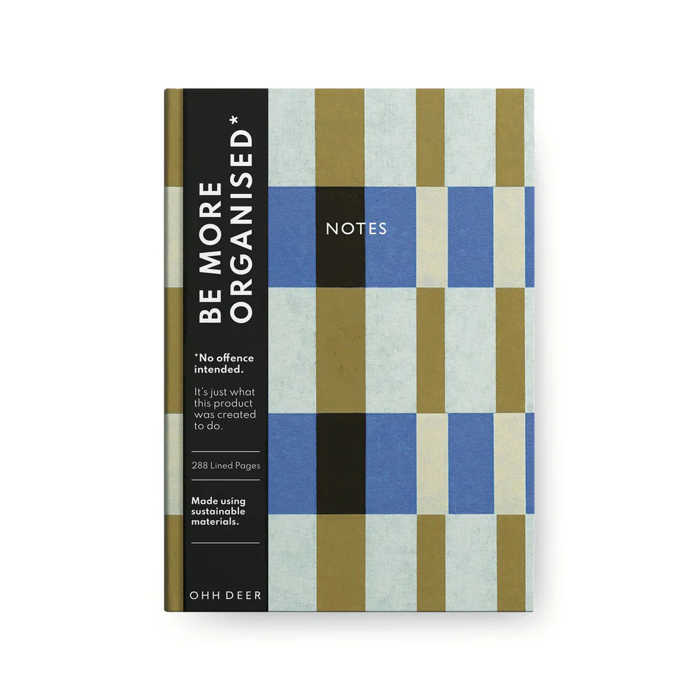 Ohh Deer Linen Notebook - Evelina Blue Green Stripes
