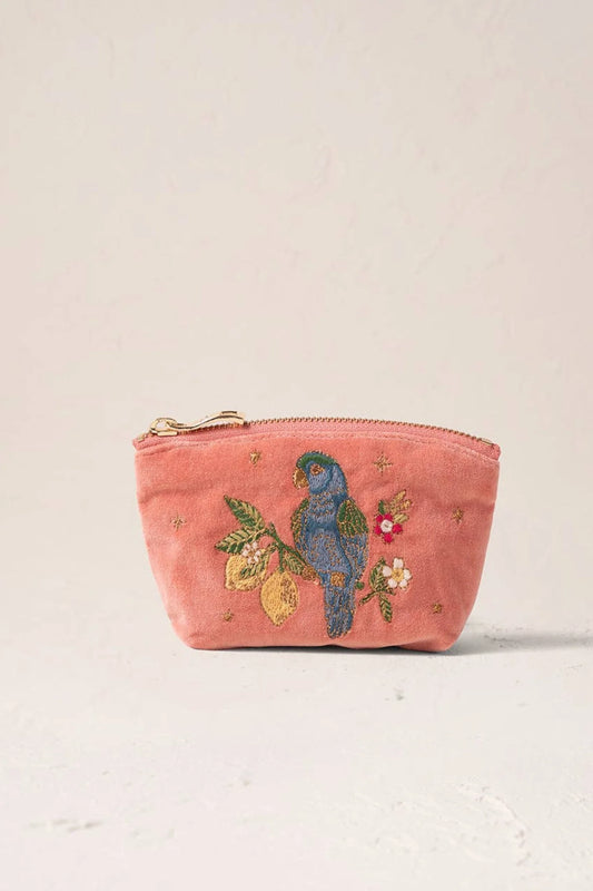 Elizabeth Scarlett Tropical Parrot Coin Purse - Coral