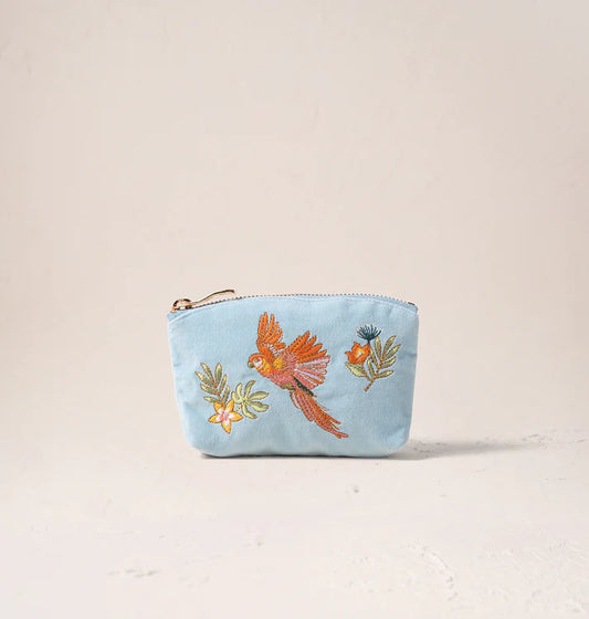 Elizabeth Scarlett Flying Parrots Coin Purse - French Blue