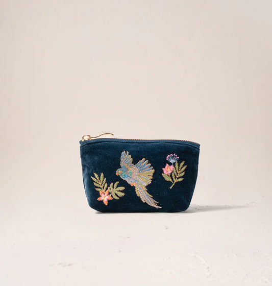 Elizabeth Scarlett Flying Parrots Coin Purse - Ink Blue
