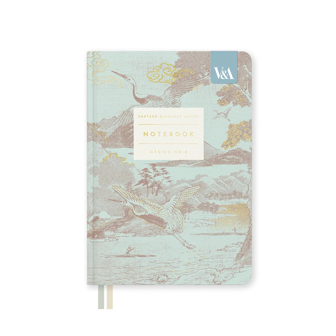 V&A - Eastern Elegance Flying Cranes B6 Fabric Hardback Notebook