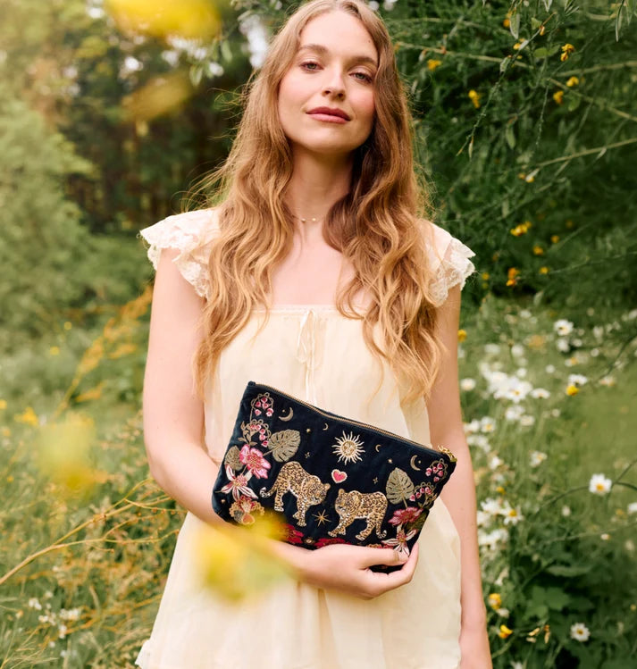 Elizabeth Scarlett - Celestial Leopard Velvet Everyday Pouch