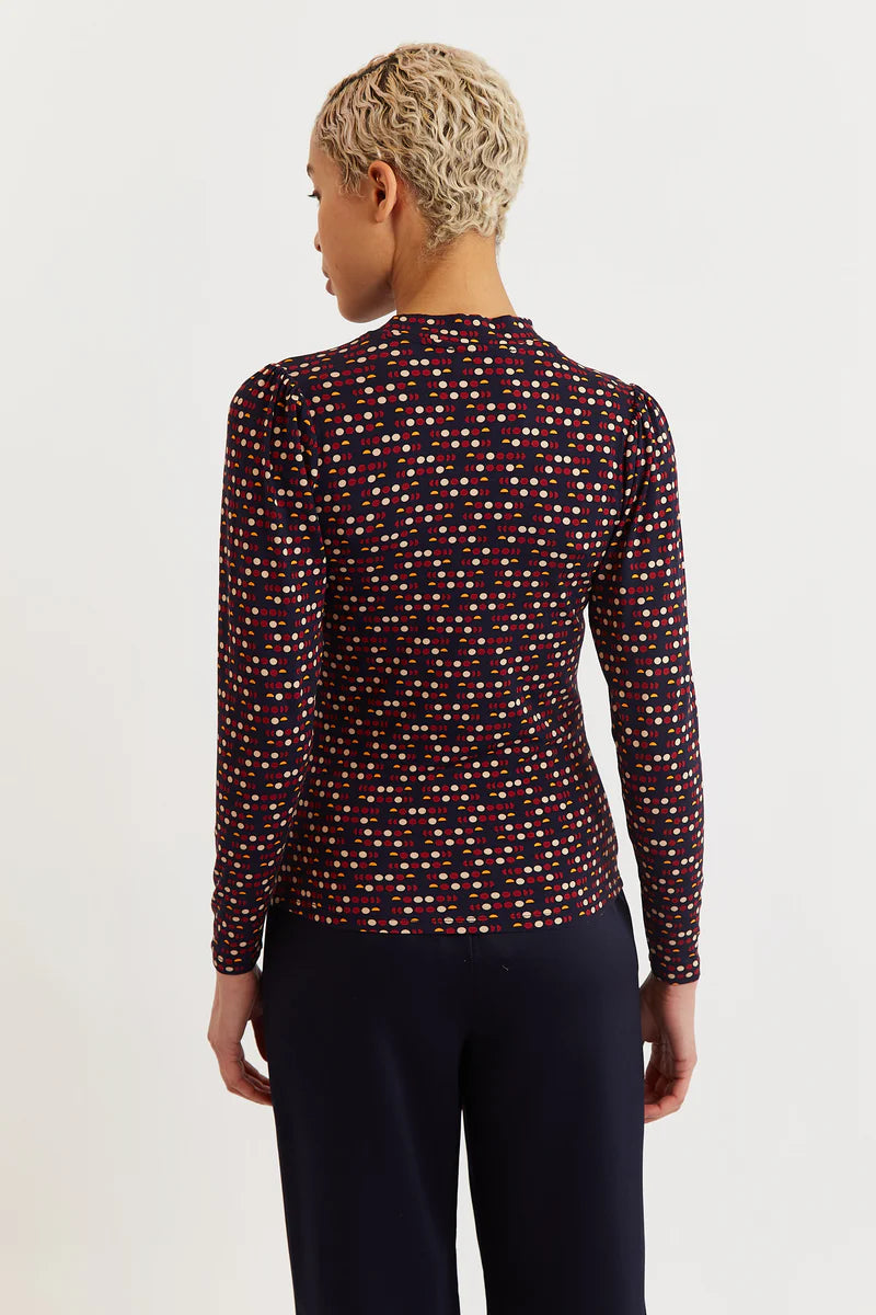 Louche - Gilly Retro Dots Print Long Sleeve Top