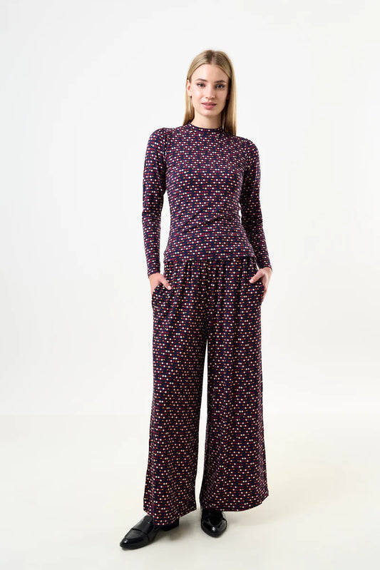 Louche London Foster Retro Dots Print Jersey Trouser