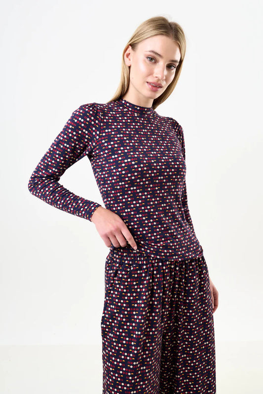 Louche - Gilly Retro Dots Print Long Sleeve Top