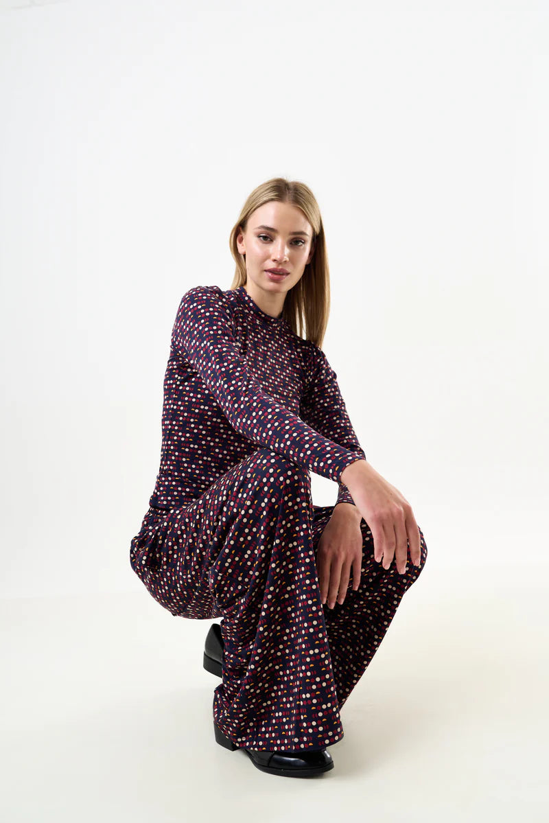 Louche London Foster Retro Dots Print Jersey Trouser