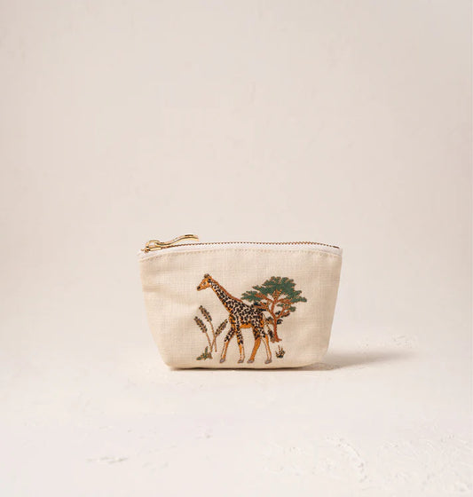 Elizabeth Scarlett Giraffe Herd Coin Purse - Cream