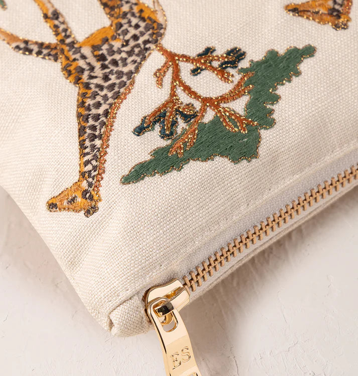 Elizabeth Scarlett Giraffe Herd Everyday Pouch - Cream