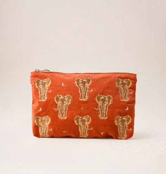 Elizabeth Scarlett Golden Elephants Everyday Pouch - Rust