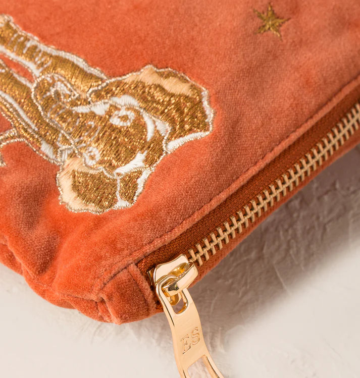 Elizabeth Scarlett Golden Elephants Everyday Pouch - Rust
