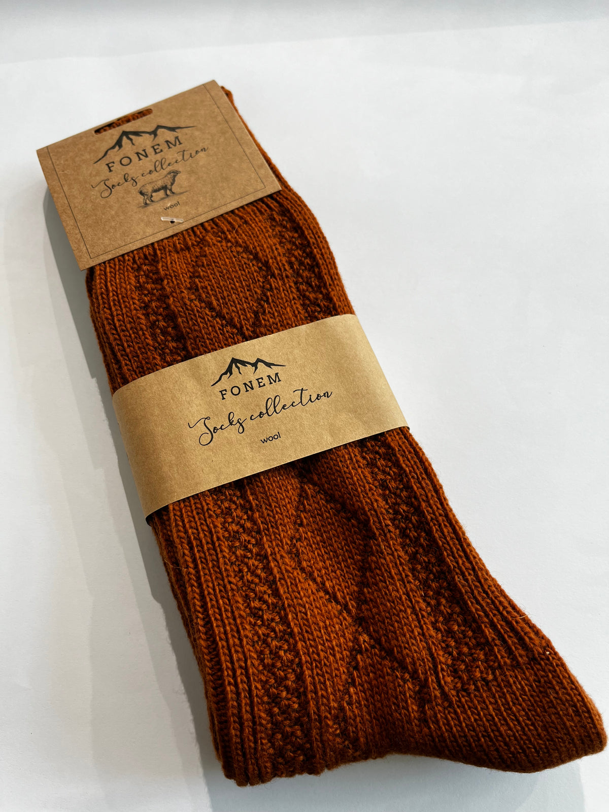 Fonem Women's Ribbed Wool Socks - Cinnamon
