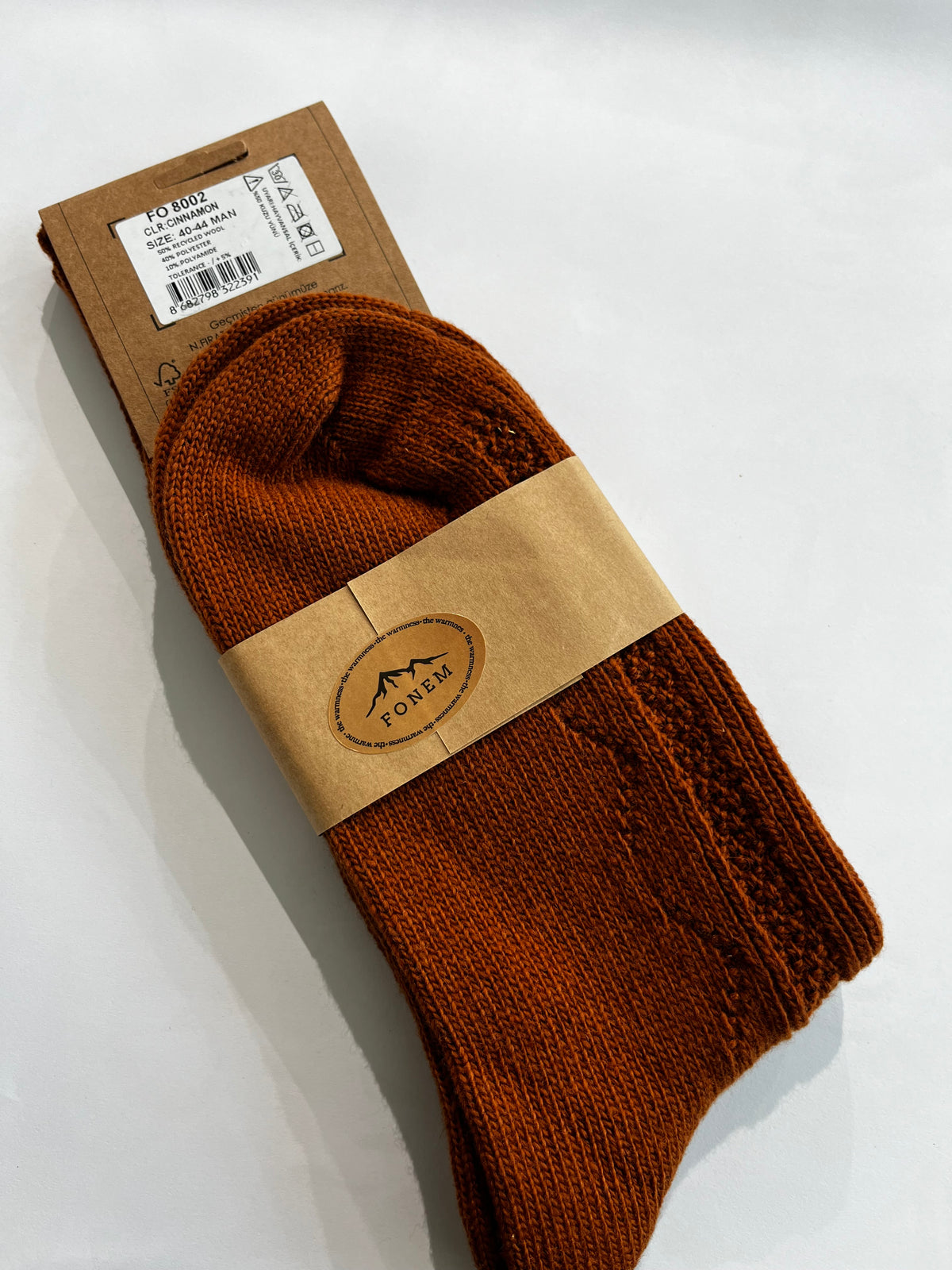 Fonem Women's Ribbed Wool Socks - Cinnamon