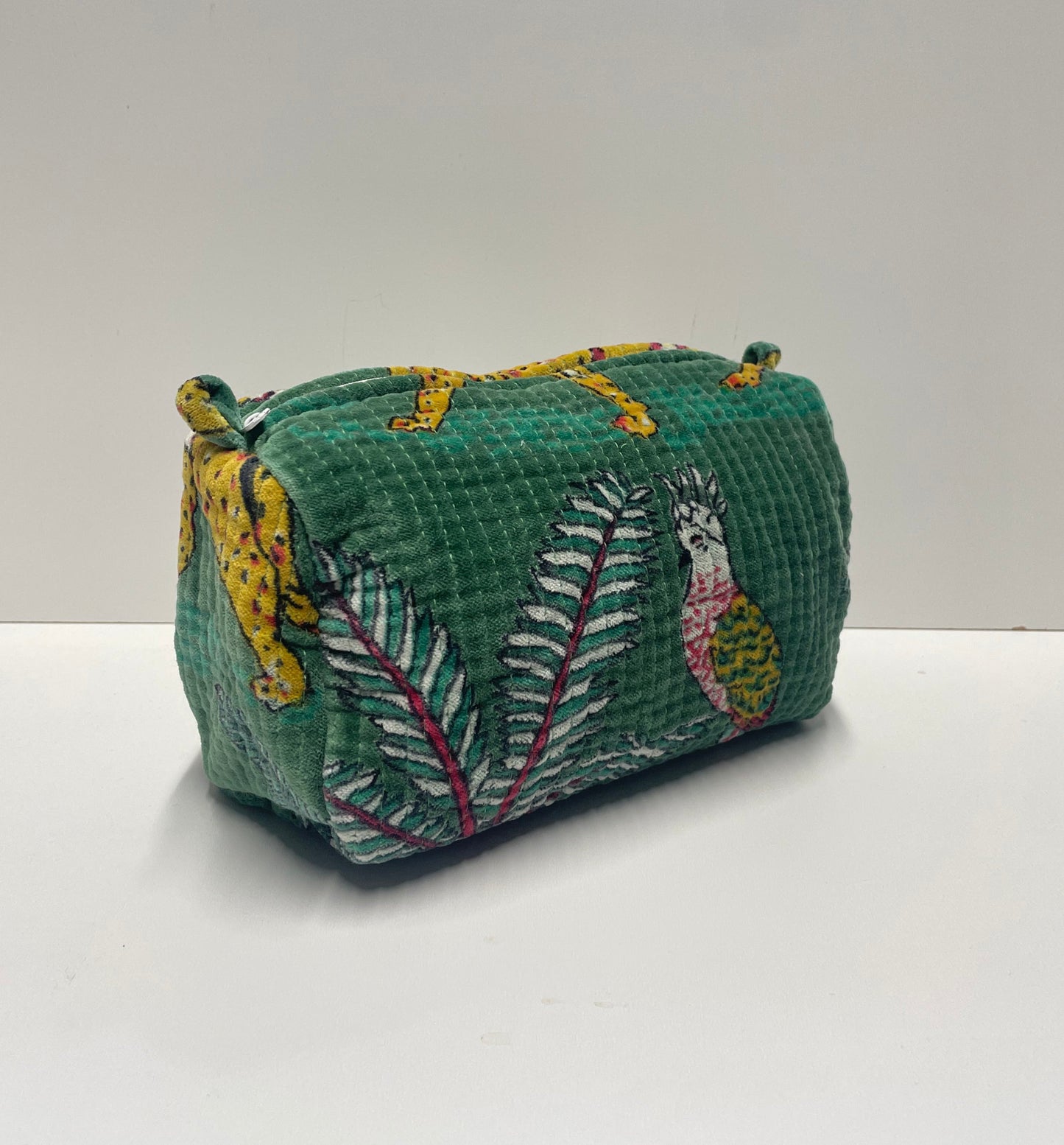 CYC Jungle Green Velvet Wash Bag - Medium