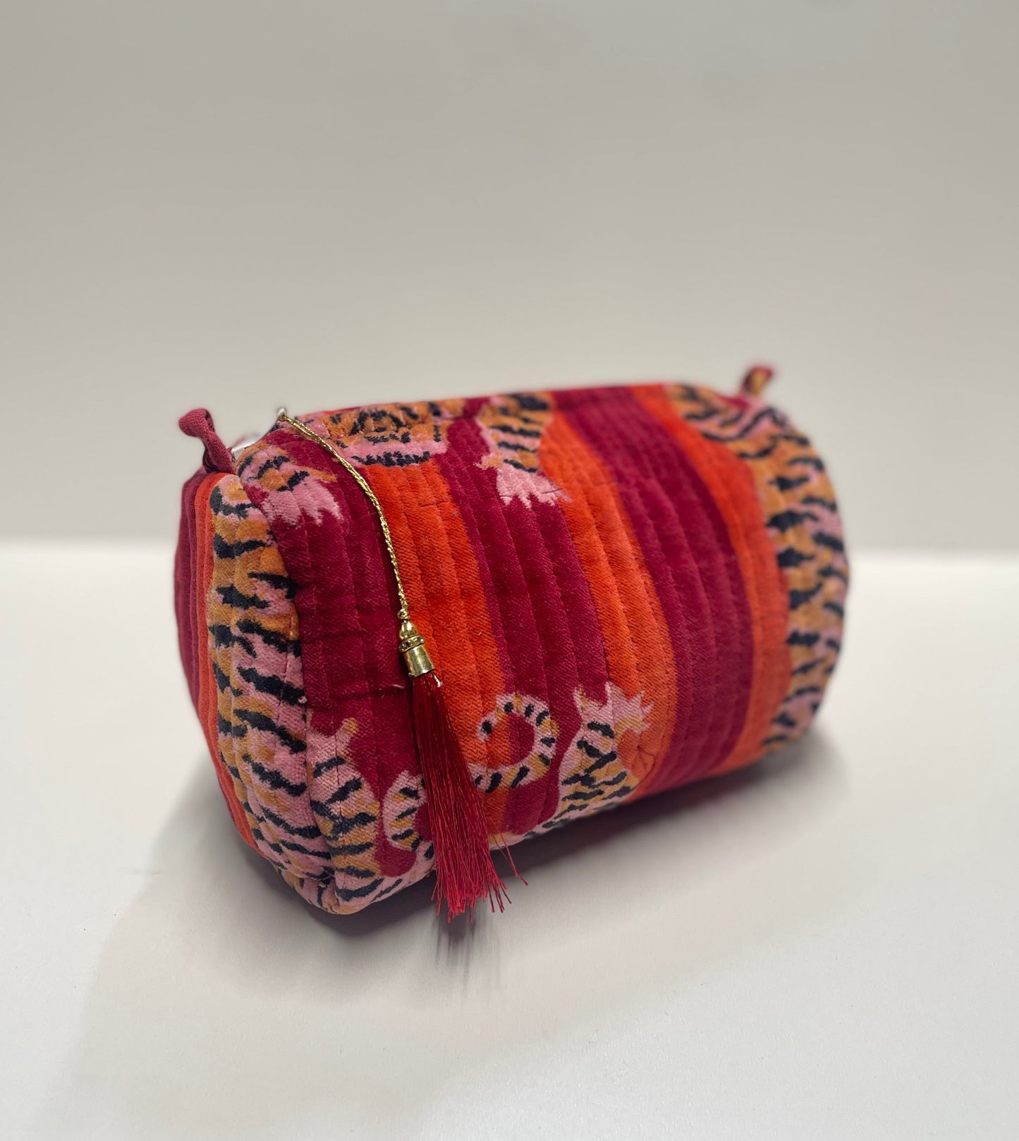 CYC Tibetan Tiger Red Velvet Wash Bag - Medium