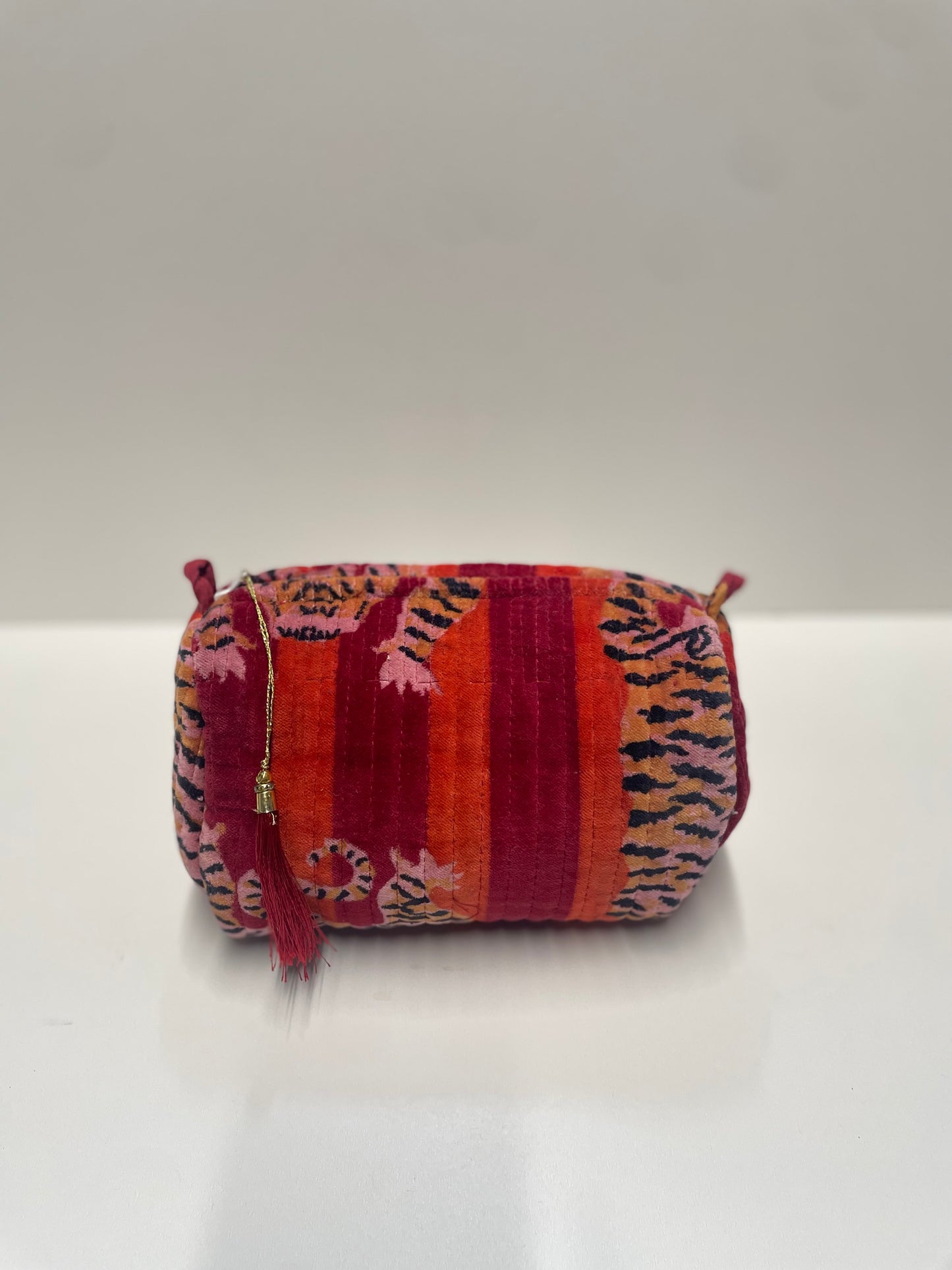 CYC Tibetan Tiger Red Velvet Wash Bag - Medium