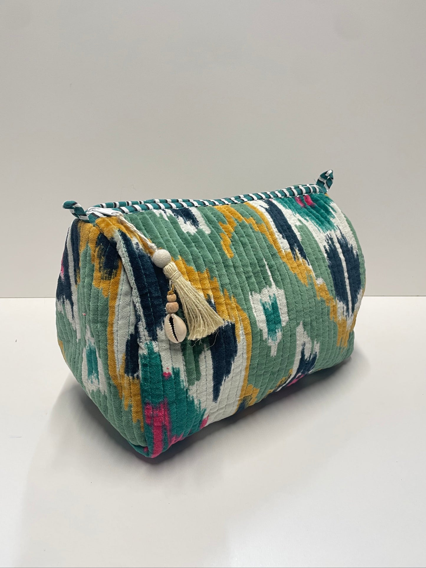 CYC Ikat Green Velvet Wash Bag - Large