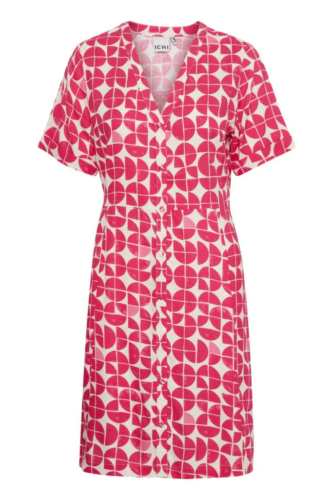 Ichi Ihnasreen Love Potion Knee Length Dress - Graphic Pink