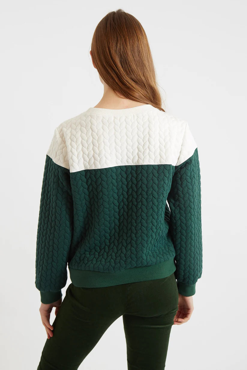 Louche Jan 2 Colour Sweatshirt - Forest Green / White