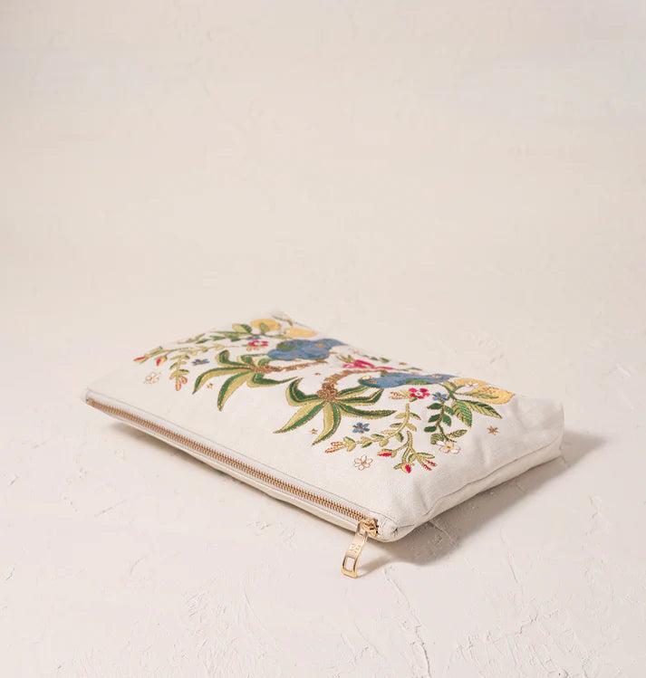 Elizabeth Scarlett Tropical Parrot Canvas Everyday Pouch - Cream