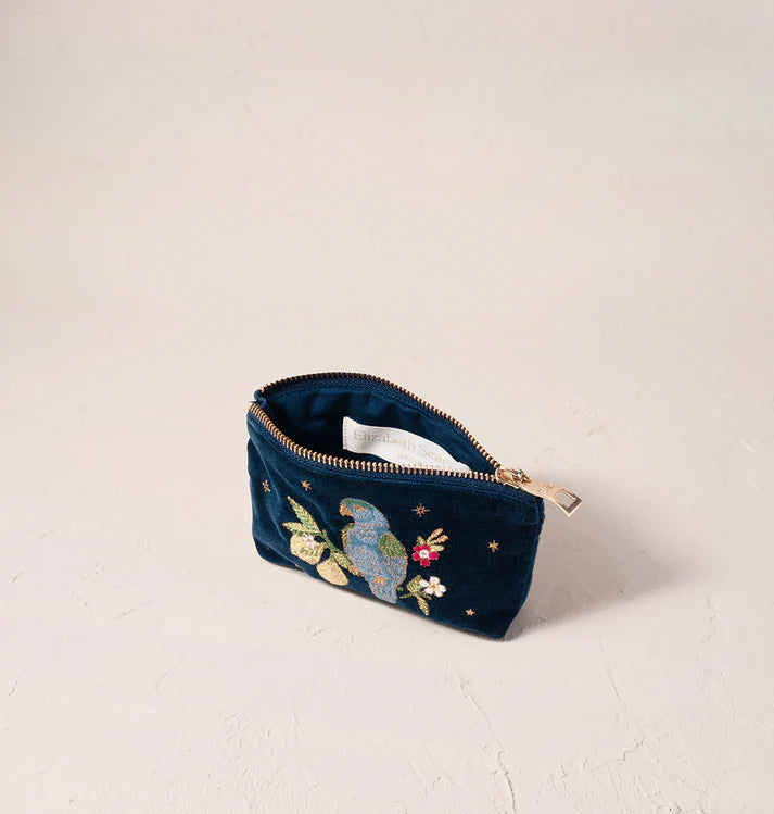 Elizabeth Scarlett Tropical Parrot Coin Purse - Ink Blue
