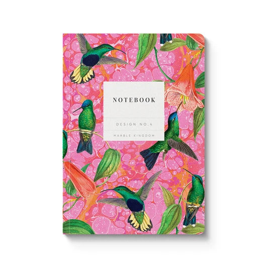 Ohh Deer - Marble Hummingbirds A6 Premium Paperback Notebook
