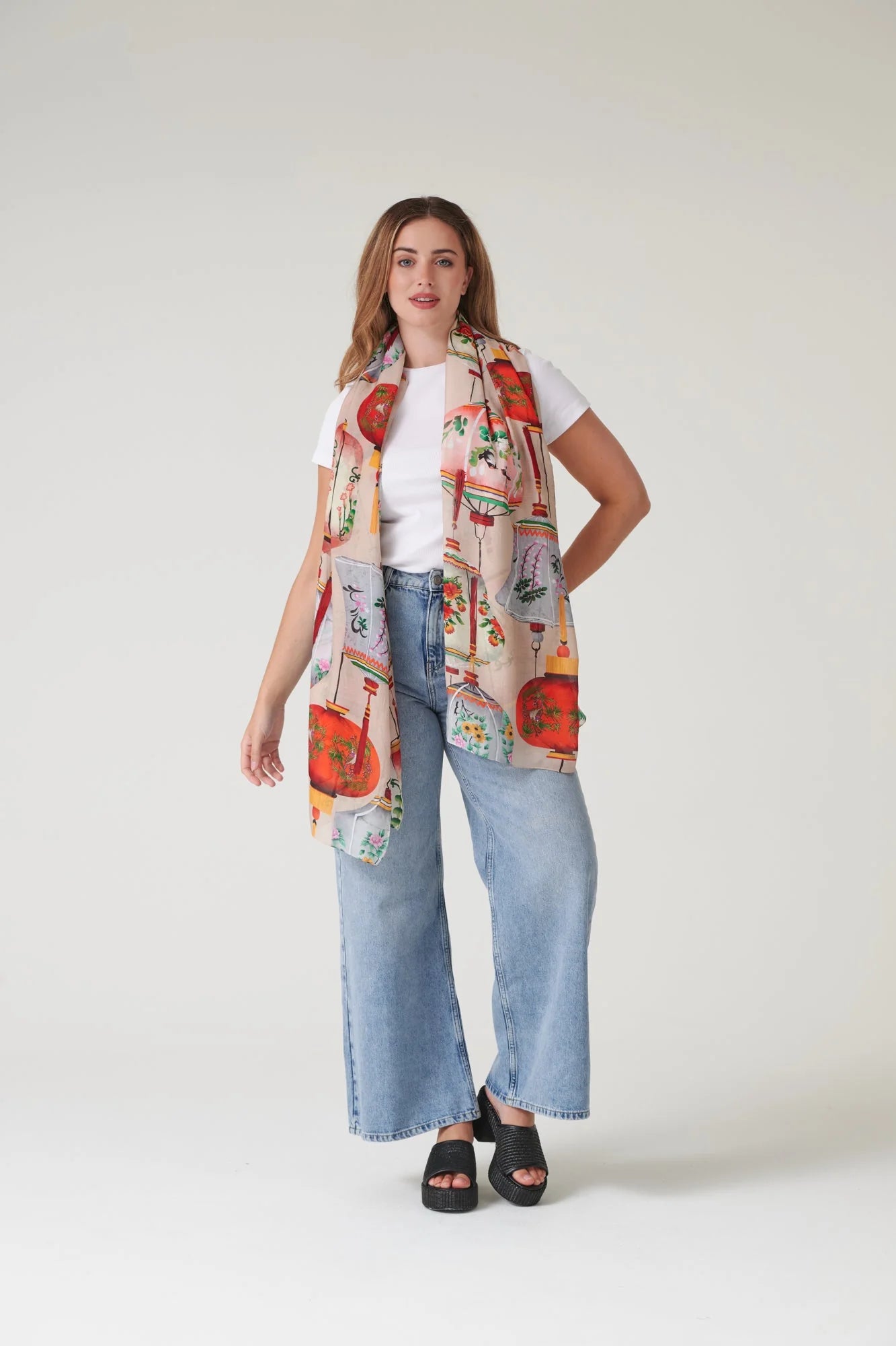 Lanterns Red Scarf - One Hundred Stars