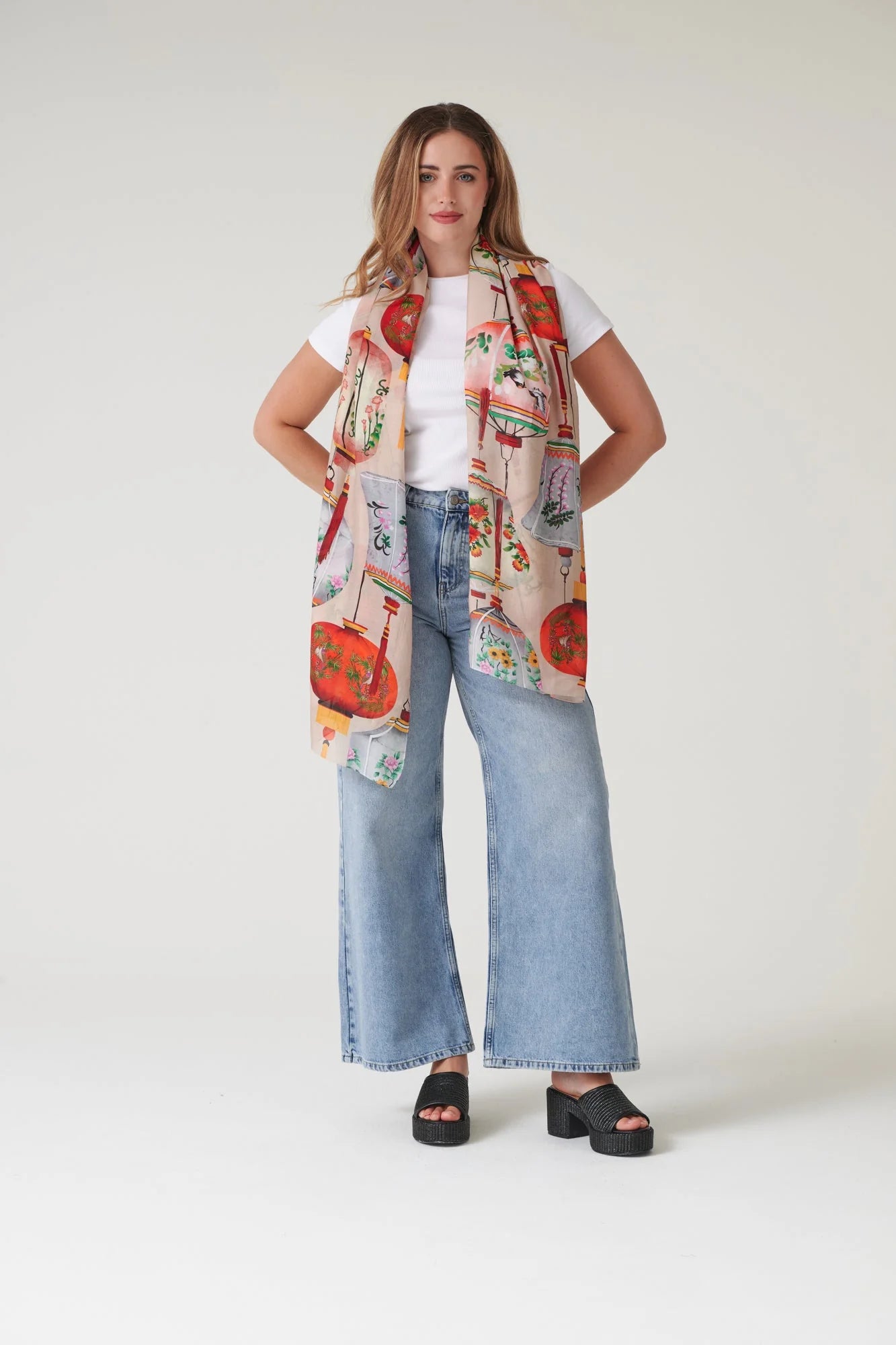 Lanterns Red Scarf - One Hundred Stars