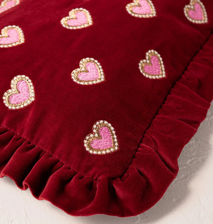 Elizabeth Scarlett Love Hearts Frill Pouch - Rouge