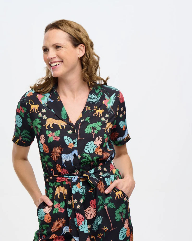 SugarHill Brighton Madison Tropical Safari Jumpsuit - Black