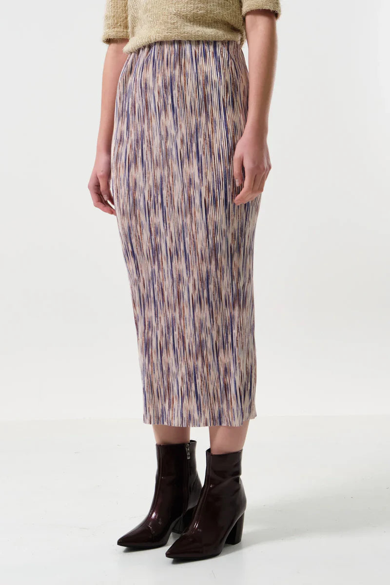 Louche - Maylis Line Print Pleat Mid Skirt