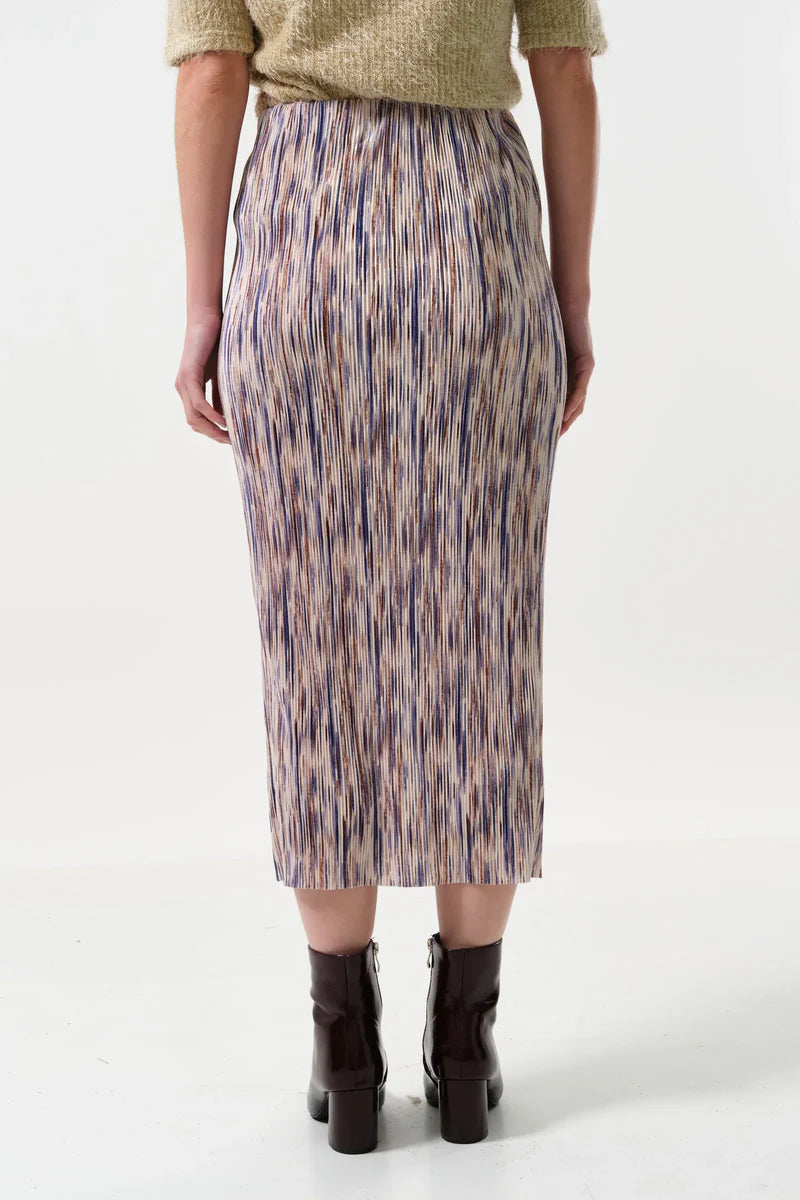 Louche - Maylis Line Print Pleat Mid Skirt