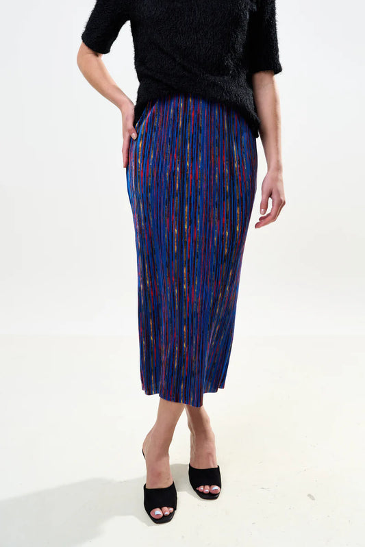 Louche London Maylis Abstract Print Pleat Midi Skirt