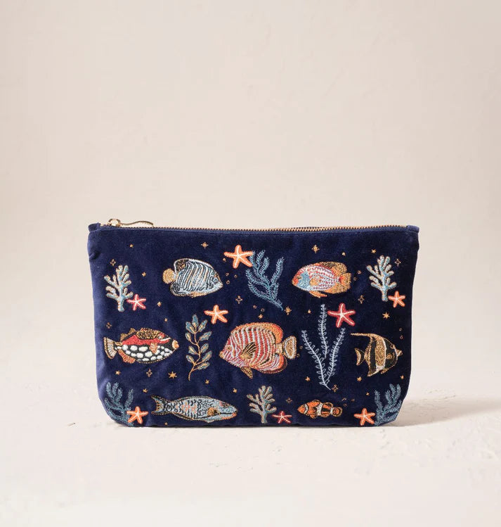 Elizabeth Scarlett - Marine Paradise Velvet Everyday Pouch